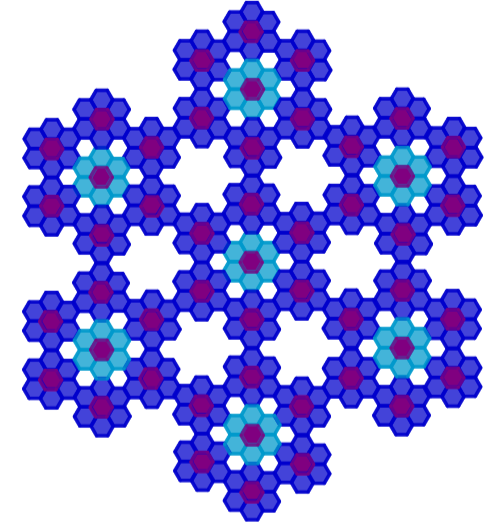 The hexaflake fractal is generated by a recursive process